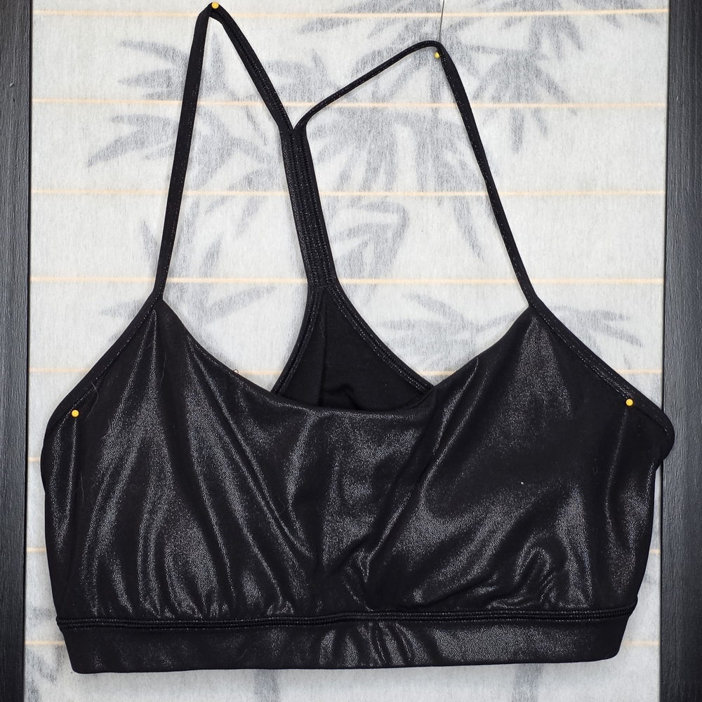 LuLaRoe Metallic Black Strappy Sports Bra
